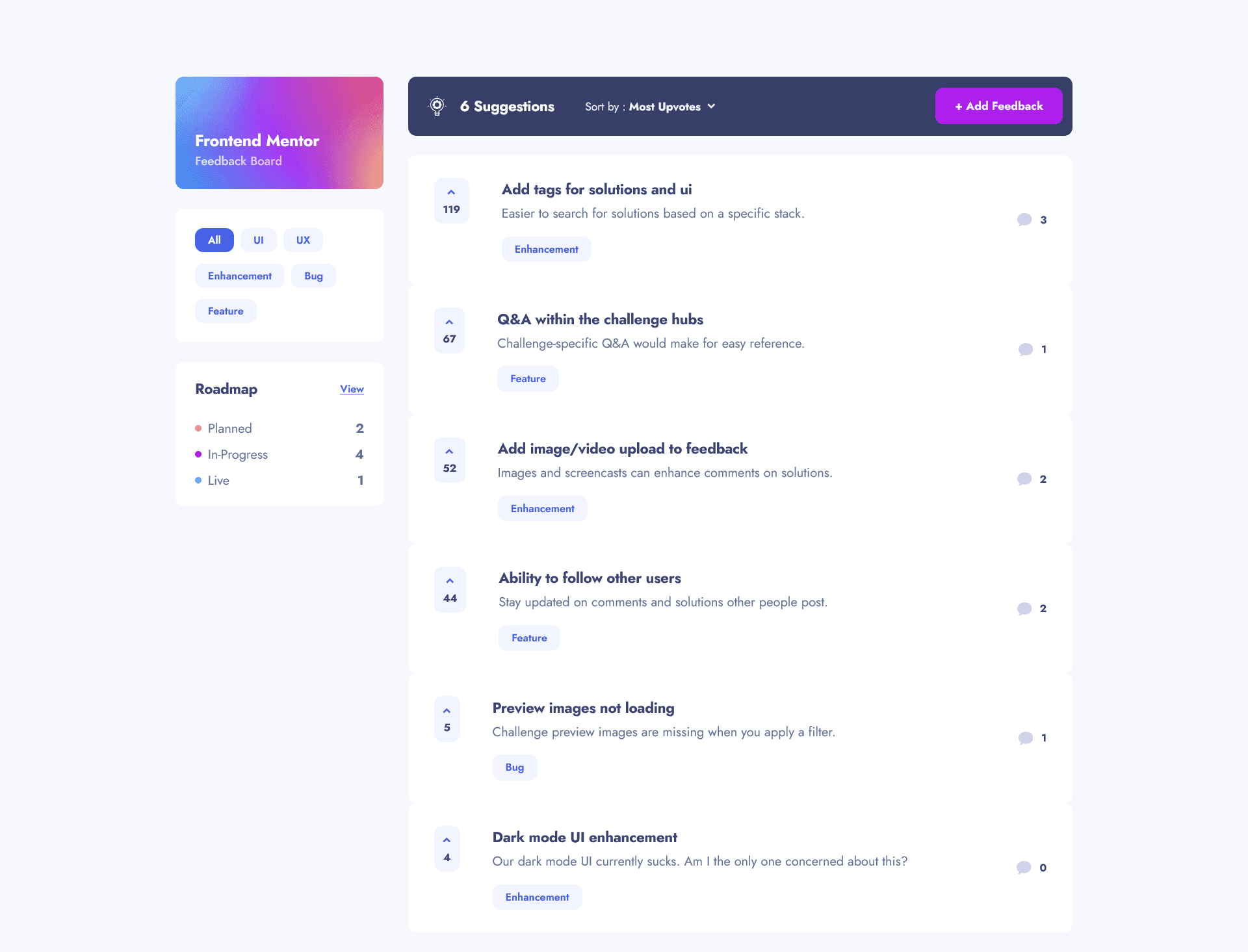 Product Request Feedback App